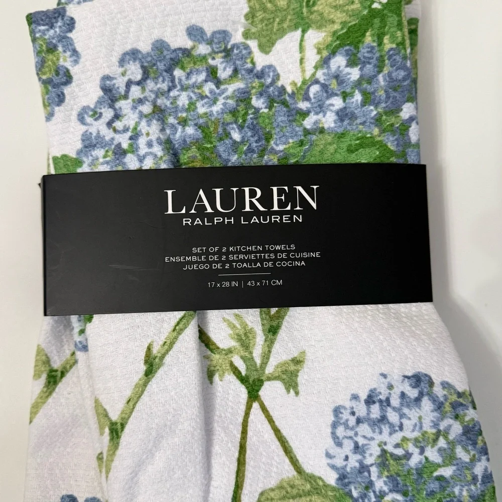 Lauren Ralph Lauren Hydrangea Kitchen Towels Set of 2 NEW